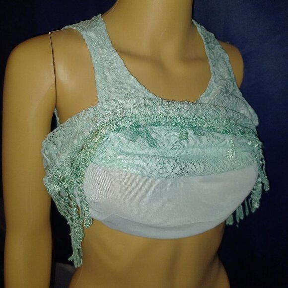 NWT - Gorgeous Mint Green Sleeveless Lace Top - Picture 4 of 8